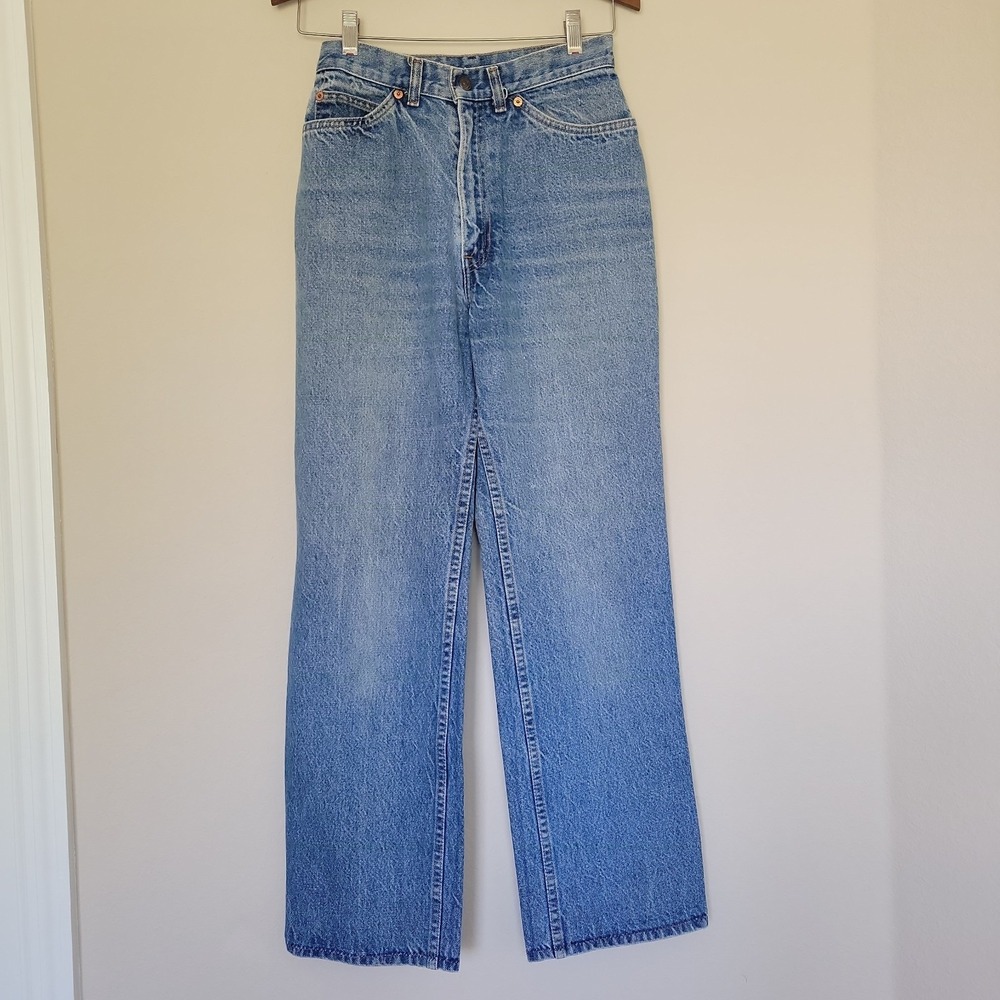 Vtg Levis Womens Orange Tab Straight Jeans Sz 24 Talon 42 Zipper High Rise 70s